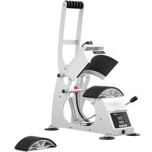 HTVRONT Hat Press Machine - Hat Press Heat Machine for Caps with 2 Platens & Caps Stretcher, White Hat Heat Press Machine for Caps with Memory Mode and Non-Slip Base for Heat Transfer Vinyl