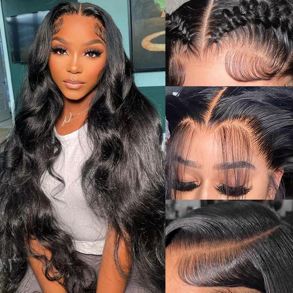 Arqyu 13x6 Body Wave Lace Front Wigs Human Hair 200% Density HD Lace Front Wigs Human Hair Pre Plucked Natural Color Glueless Wig (13x4 body wave human hair wig, 22 Inch)