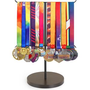 Mkono Medal Hanger Display, Metal Medal Holder, Race Award Medals Display Stand for Running, Sports, Marathon, Wrestling, Taekwondo, Wood and Iron Material, 12x16 Inches