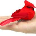 KLEWEE 12 Pcs Cardinal Birds for Crafts, Mini Cardinal Clip On Christmas Tree Ornaments Artificial Red Birds Decorations for Wreaths Centerpieces DIY Crafts, Red Velvet & Feathers