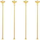 4Pcs Bumble Bee Cocktail Stirrers Swizzle Sticks Stainless Steel 7.5" Coffee Beverage Stir Sticks with Gold Decor Top for Mixing Cocktail, Hot Cocoa, Creamer