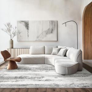 Area Rugs 5x7 for Living Room Bedroom Machine Washable Large Gray Area Rug Abstract Soft Throw Rug, Indoor Floor Cover, Lightweight Non Slip Backing Thin Rug (Grey)