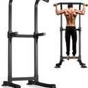 Wesfital Pull Up Bar Dip Bar Power Tower Workout Dip Station Height Adjustable Free Standing Chin Up Bar Home Gym Equipment 330LBS Weight Capacity (Pure Black)
