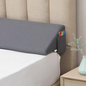Vekkia King Bed Wedge Pillow for Headboard Gap/Bed Mattress Gap Filler Wedge,Bed Gap Filler Close Gap (0-6"),Stop Pillow Falling Down-Gray(76"x10"x6")