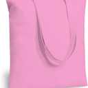 TOPDesign 4-Pack Economical 16"x15" Baby Pink Cotton Tote Bag, Lightweight Medium Reusable Grocery Shopping Cloth Bags, Suitable for DIY, Advertising, Promotion, Gift, Activity