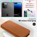 OCASE for iPhone 15 Pro Max Case Wallet Case, Slim PU Leather Flip Folio, Card Slots, RFID Blocking, Kickstand, Shockproof Phone Cover 6.7 Inch 2023, Brown