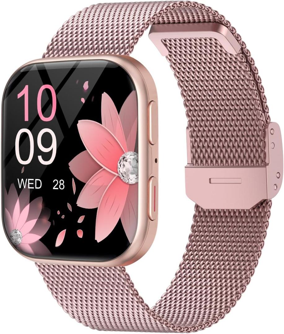 MorePro Health Fitness Tracker with 24/7 Heart Rate/Blood Pressure Monitor, Blood Oxy-gen/Sleep Tracking, 120+ Sports Activity Tracker, Smart Watch (Make/Answer Call) with Step Counter for Women Men (Rose Gold)