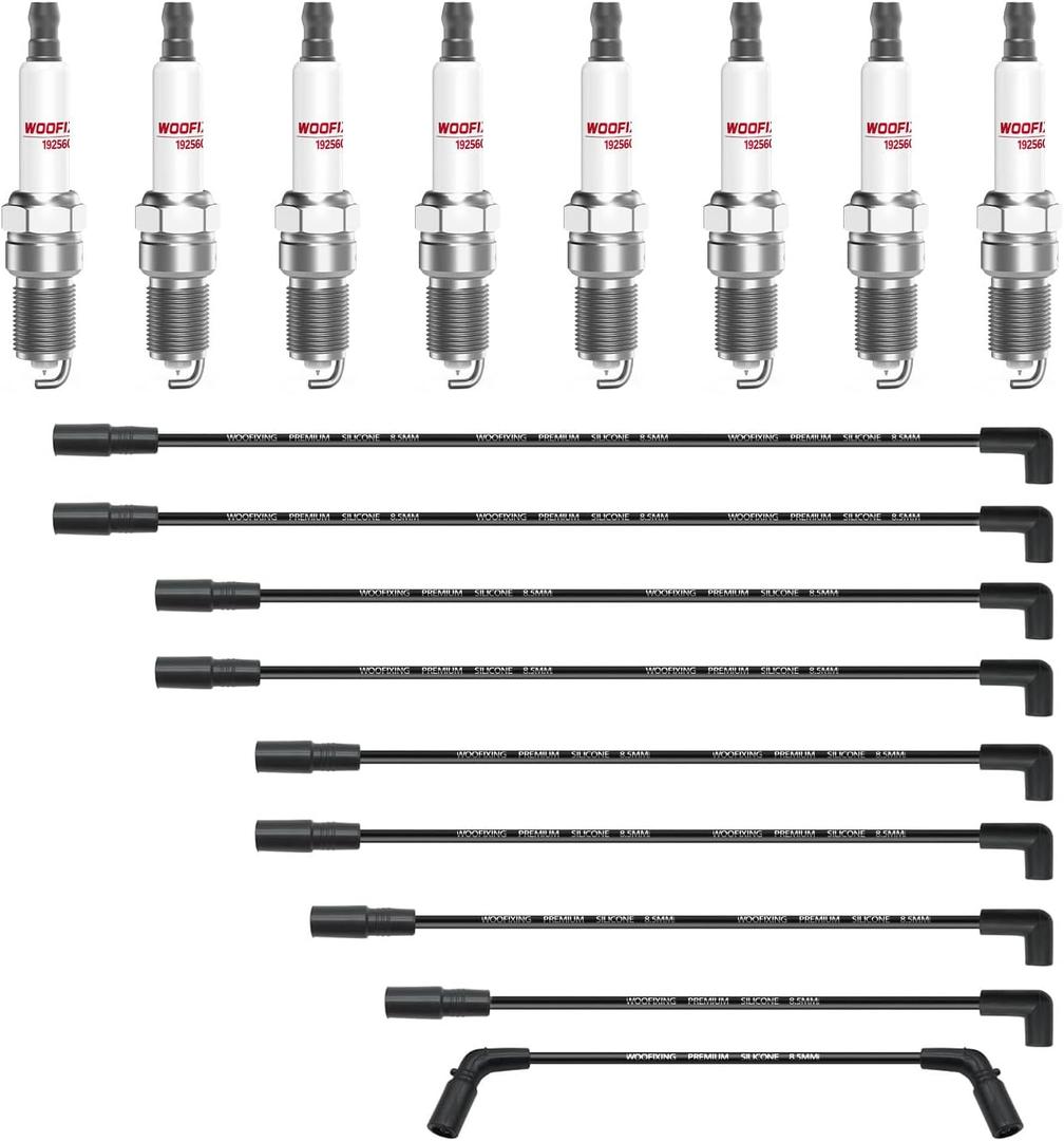 Iridium Spark Plugs & Spark Plug Wires for Chevy 5.7L 4.3L 5.0L, 41-993 SparkPlugs for SILVERADO 1500 Tahoe Compatible with GMC S10 PICKUP BLAZER 19256067, 9718Q