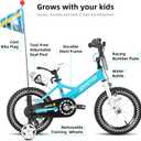 JOYSTAR Little Daisy Kids Bike for Girls Boys Ages 2-7 Years, 12 14 16 Inch Girls Bikes with Doll Bike Seat & Streamers, Boys Bike with Flag & Number Plate, Multiple Colors, 12 Inch with Training Wheels