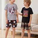 Mikrdoo Boys Pajamas Short Sleeve Summer Cool PJs Set 2-Piece Cozy Sleepwear for Kids Size 6-16 Years