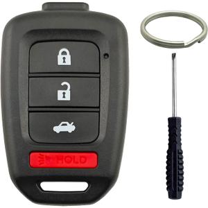 No Cutting Required - Key Fob Shell Case Replacement Fits for Honda Accord Civic CRV HRV 2013-2021 Keyless Entry Remote Key Fob 4 Button Pad Cover MLBHLIK6-1TA MLBHLIK6-1T (4 Button A)