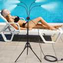 GMAULEE Outdoor Misting Stand, Adjustable 5.25 FT Mister System with 26.5FT Hose, Heavy Duty Portable Mist Cooling System for Patio, Deck, Poolside, Backyard BBQ, Party, and Kids Water Play (5.25FT)