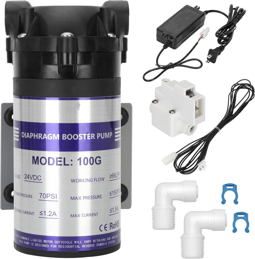 2025 New 100G 6800 Reverse Osmosis Booster Pump Kit,Equipped with a High-Pressure Switch, Quiet, Quick-Connect Fittings, Suitable for Household Reverse Osmosis Water Filters Systems
