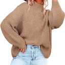BWQ Women's 2024 Fall Oversized Pullover Sweaters Loose Casual Crewneck Long Sleeve Chunky Soft Cable Knit Blouse Tops, Size: Small
