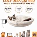 Cat Bed for Desk – Under-Table Cat Hammock with 2 Replacement Beds, Removable Zipper Faux Fur Covers, Easy to Install, Supports Up to 50lbs