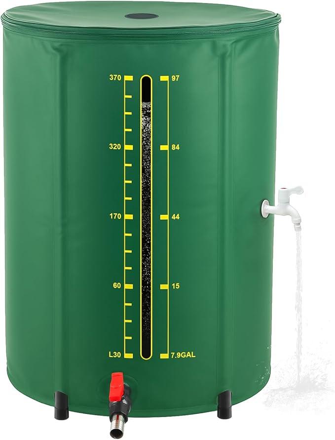 100 Gallon Rain Barrel with Water Level Indicator, Detachable Filter Screen Designed for Rain Water Collection Barrel, Rain Barrels to Collect Rainwater from Gutter with Spigots and Overflow Kit 