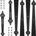 Skysen Steel Garage Door Decorative Hinges Handles Accents Hardware kit Screw Mount,Black(tckls)