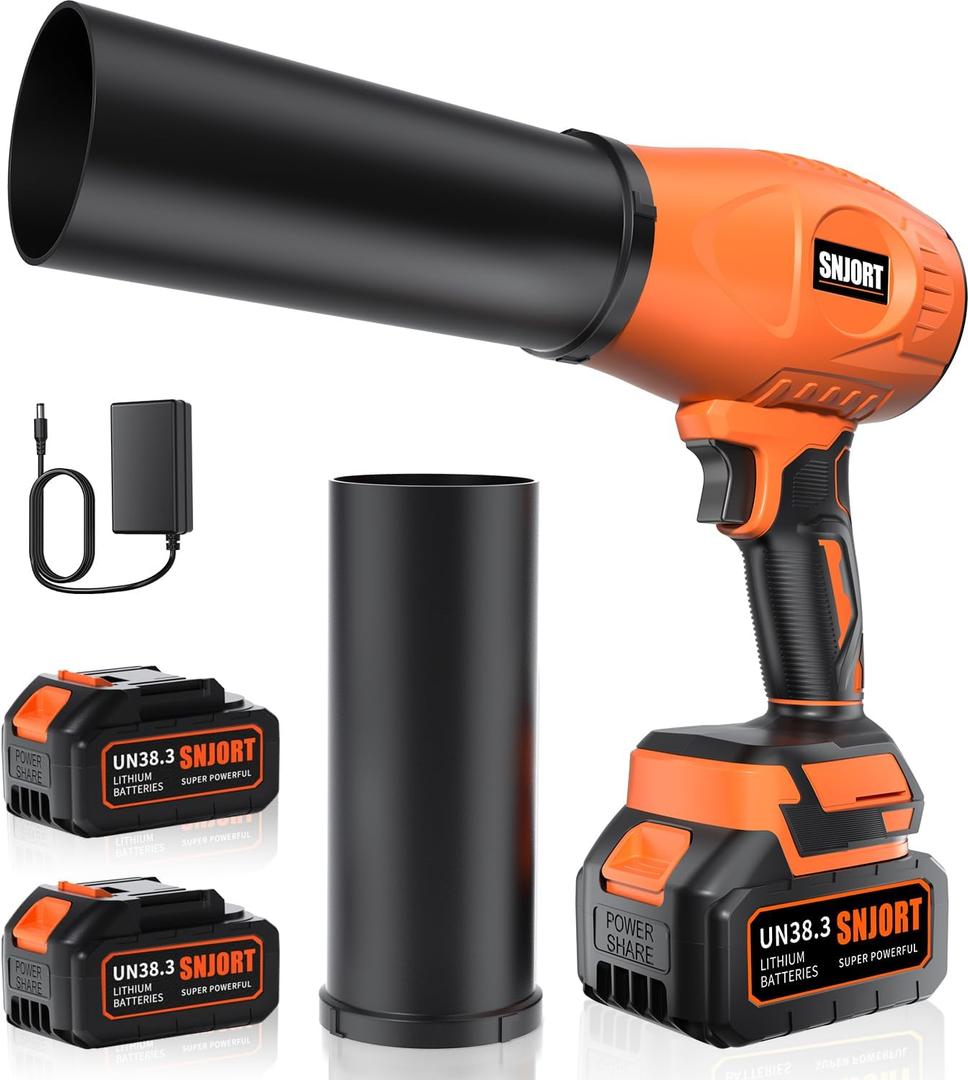 Leaf Blower Cordless with Battery and Charger, 500,000 RPM, Lightweight Handheld Design,Blower for Patio Cleaning,car Blowing Water, Lawn Care, Blowing Leaves and Dust (Bright Orange)