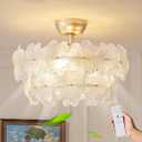 Fandelier Ceiling Fan with Light 20 Gold Flower Chandelier Ceiling Fan with Lihgts Remote Control Modern Crystal for Girl's Bedroom,Nursery,Living Room