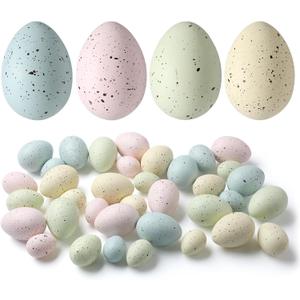 16 Pieces Easter Speckled Eggs Plastic Speckled Eggs Bowl and Vase Filler Faux Chicken Eggs for DIY Spring Displays and Easter Decorations (Cute Color)