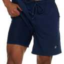 Champion Mens Swim Trunks with Compression Liner, 2 in 1 Mens Bathing Suit Shorts, 7 Inch Inseam Board Shorts for Swimming Navy L