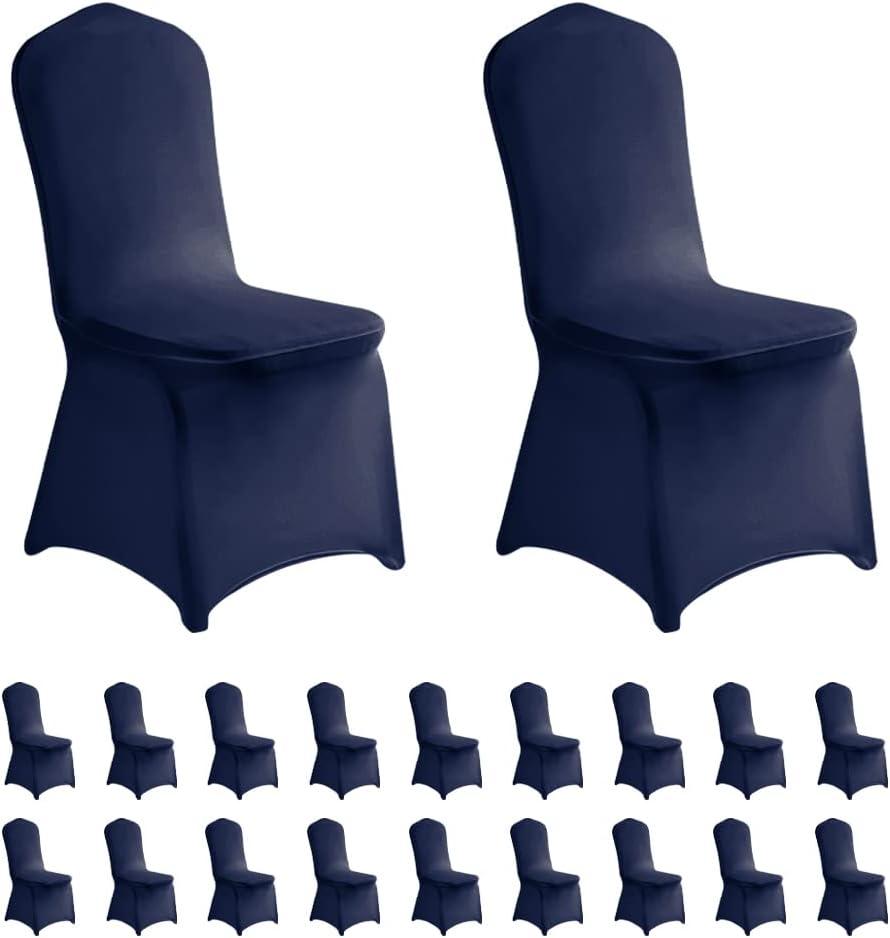 LZY 20pcs Spandex Chair Cover Stretch Slipcovers for Wedding Party, Dining Banquet Chair Decoration Covers (Navy, 20)