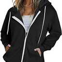 Dokotoo Women's Full Zip Up Hoodie Long Sleeve Hooded Sweatshirts Pockets Jacket Coat for Women, size -L