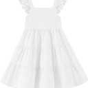 Toddler Baby Girls Dress Sleeveless Ruffle Baby Girls Summer Dress Casual Solid Floral Little Kid Boho Beach Sundress (18-24 Months, White)