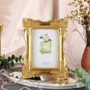 GlikCeil 3 Pcs 4 x 6 Vintage Picture Frame Trim Antique Ornate Resin Photo Frame with Easel and Hook for Tabletop Wall Art Decor Display Home Office (Gold)