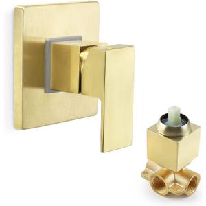 SKOWLL Shower Valves Wall Mount Single Handle Shower Valve Kit Bathroom Shower Trim Kit Rough-in Valve, Brushed Gold