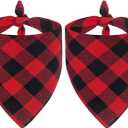 Malier 2 Pack Dog Bandana Christmas Classic Plaid Pet Bandana Scarf Triangle Bibs Kerchief Set Pet Costume Accessories Decoration for Small Medium Large Dogs Cats Pets