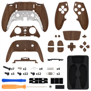 EXTREMERATE CUSTOM REPLACEMENT FULL SET SHELLS WITH BUTTONS FOR PS5 EDGE CONTROLLER - WOOD GRAIN - QRHEGS002