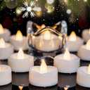 LED Candles, Tea Lights Candles Battery Operated Bulk, 24-Pack Long-Lasting 200 Hours Flameless Tealight Candles, Realistic Tea Lights for Halloween Christmas Wedding, 1.5'' D X 1.25'' H