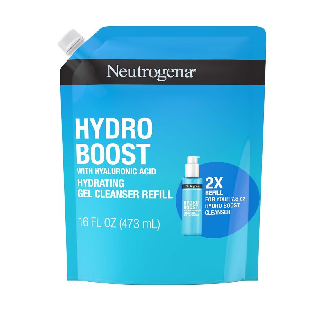 Neutrogena Hydro Boost Lightweight Hydrating Facial Cleansing Gel, Gentle Face Wash & Makeup Remover with Hyaluronic Acid, Hypoallergenic & Non Comedogenic, Refill Pouch, 16 fl. oz Neutrogena Hydro Boost Lightweight Hydrating Facial Cleansing Gel, Gentle Face Wash & Makeup Remover with Hyaluronic Acid, Hypoallergenic & Non Comedogenic, Refill Pouch, 16 fl. oz