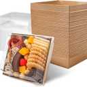 Small Charcuterie Boxes with Clear Lids Square Dessert Boxes To Go Disposable Food Containers for Cookie Sandwich Cake Slice 5.3x4.9x2.5INCH(Brown, 120 Pack)