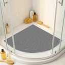 Corner Shower Mat Non Slip, 28x 28 Inches Triangular Bath Mats for Inside Shower, Soft PVC Loofah Bath Mat Without Suction Cups, Shower Mats Quick Drying and Easy Cleaning