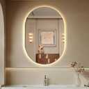 Irregular LED Bathroom Mirror 32"x22" Dimmable Anti Fog | Oval Shape, Shatterproof TEMPERED GLASS, 3 COLOR TEMPERATURES (3000K–6000K), STEPLESS DIMMING, MOUNTS VERTICALLY OR HORIZONTALLY.