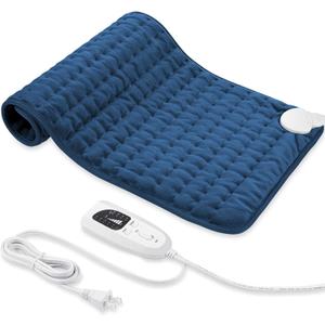 Electric Heating pad with 6 Heat Settings, Auto Shut Off, Dry Electric Heating for Back Neck Knee Arms Legs Shoulder Heat Pads for Christmas Birthday Father's Day Mother's Day (24"X12", Dark Blue)