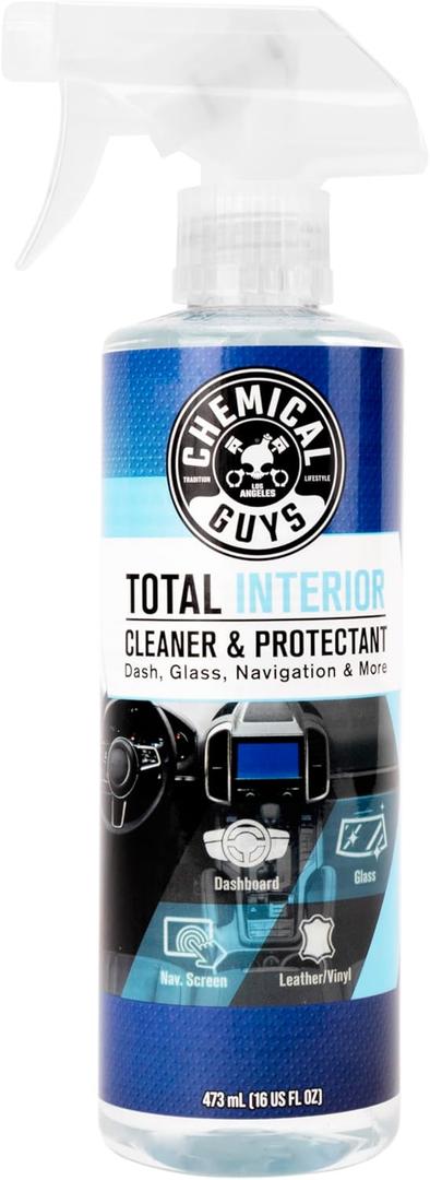 Chemical Guys Total Interior Cleaner & Protectant, Cleans & Protects Leather, Vinyl, Plastic, Rubber & Glass Streak-Free Finish for Cars, Trucks, SUVs, RVs & More - 16 oz (16 Fl Oz (Pack of 1))