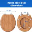 Bamboo Toilet Seat, Round, Soft Close, Magnetic Quick-Release for Easy Cleaning, Arch-Tite Never Loosens, Adjustable Fit