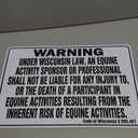 Wisconsin Equine Sign Activity Liability Warning Statute Horse Farm Barn Stable (12" x 18" Rigid Plastic)