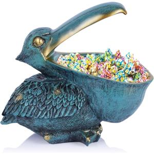 Pelican Key Holder Statues,Fun Animal Hippo Candy Dish,Candy Dish for Office Desk Unique,Modern Key Holder for Pelican Figurine,Suitability Desk candy bowl and Entry Table Decor Items((Green