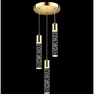 Pendant Lights Kitchen Island 3-Light, 6500K Modern Kitchen Island Lights Ceiling Lighting Fixtures with Crystal Bubble, Integrated LED Cold White Hanging Light Dining Room Light Brushed Gold