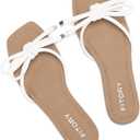 FITORY Women's Flat Sandals Square Open Toe Thong with Cute Knot for Summer Size 6-11 (9, White)