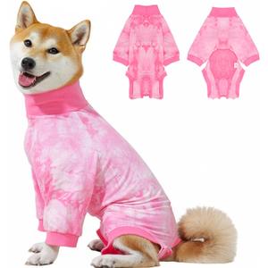 Recovery Suit for Dogs Dog Surgery Suit Female Spay, Breathable Dog Recovery Suit Dogs Onesie Body Suits for Abdominal Wounds, Soft Spay Surgical Suit for Anti Licking Cone Alternative (Small, Pink)