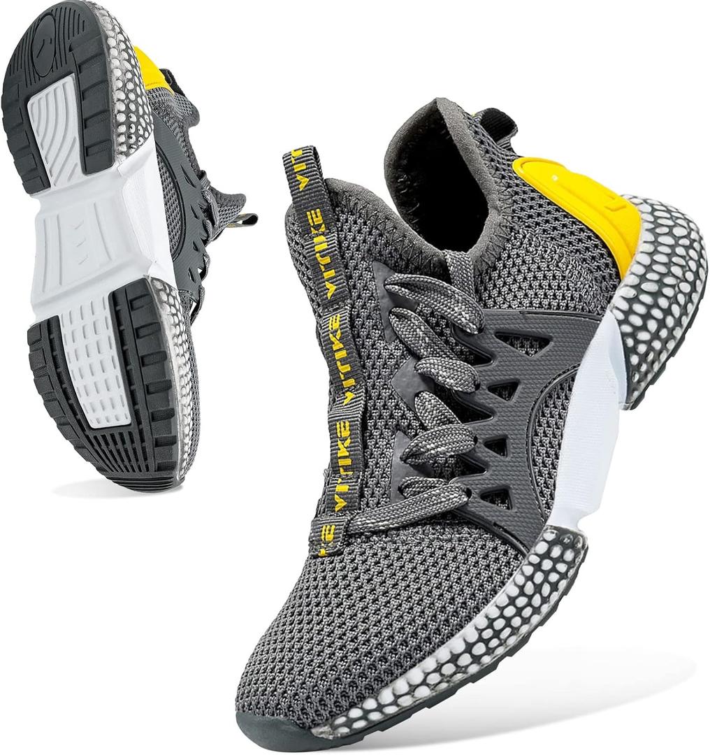 WETIKE Boy's Shoes Mesh Slip on Lightweight Running Sneakers (10.5 Toddler, Energy Dark Grey)