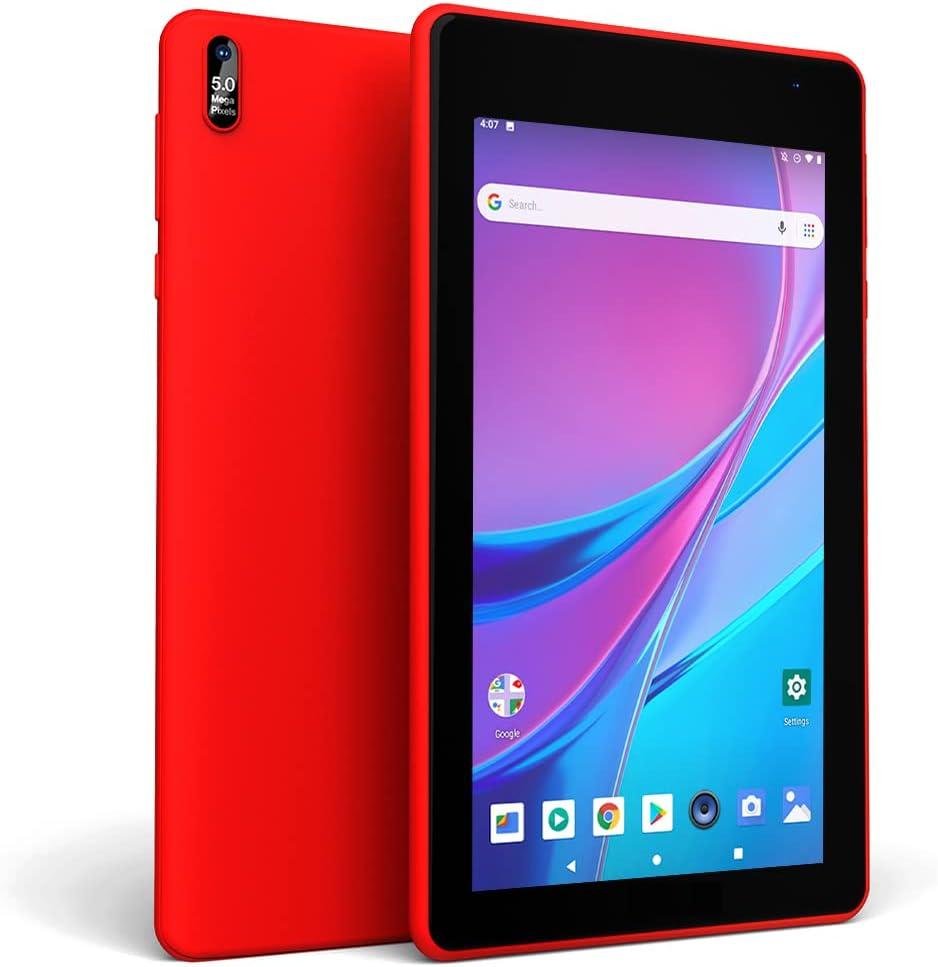 EGOTEK [Updated] 7 Inch WiFi Tablet, Android 10 GMS Certified OS, 2.5D Glass Touch Screen, Support WiFi 6 802.11 ax,1.5GHz Quad Core, 2GB+32GB, Fast Speed, Long Life Battery, Free Leather Case(Red)