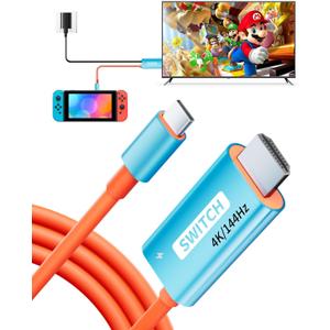 YIGORN Switch 2 TV Dock Docking Station for Nintendo 2/Switch 1,Portable 2025 New Models Adapter Support 4K/144HZ TV Dock Mode, (Blue and Red)