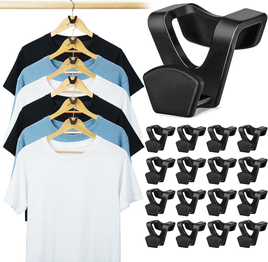 Smartor Clothes Hanger Connector Hooks 60 Pack, Closet Storage and Organization as Hangers Space Saving, Hanger Add on Hook as Closet Organizer, Stacking Hangers, Cascading Space Saver, Black