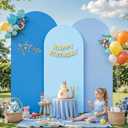 Wedding Arch Backdrop Cover 6FT 6.6FT 7.2FT, Gradient Blue Arch Covers Set of 3 Stretchy Backdrop Spandex Arch Stand Covers for Birthday Balloon Party Ceremony Banquet Baby Shower Decoration, 6 x 6.6 x7.2 FT